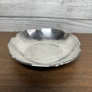 Vtg Hammered Silverplated 5 Inch Diameter Trinket Bowl