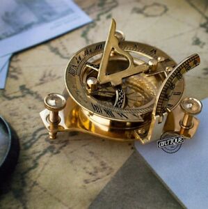 Vintage London West Maritime Antique Sundial Compass Brass Nautical Christmas