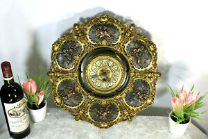 Gorgeous Spanish Rare Bronze Putti Cherub Angel Romantic Wall Clock