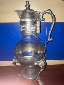 Vintage Coffee Tea Warmer Carafe And Pitcher With Base
