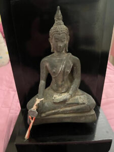 Antique Thai Bronze Buddha 12 Inches With Stand