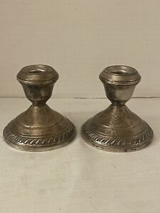 Set 2 Vintage Weighted Sterling Silver Gruen Candlestick Candlehold