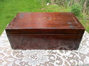 Antique 19thc Hand Cut Dovetailed Document Box