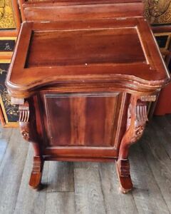 Antique Davenport Desk Solid Walnut Hand Carved Legs All Drawers Work Complete