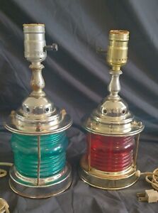 Pair Of Red Green Marine Navigation Light Table Lamps