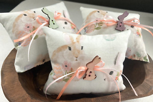 3 Primitive Bowl Fillers Folk Art Spring Easter Bunny Rabbit Pillows Tucks