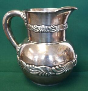 Tiffany Co Art Nouveau Wave Edge Water Pitcher American Sterling Silver