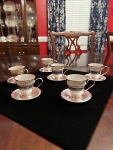 6 Sterling Silver Demitasse Espresso Cups And Saucers With Bavarian China Insert