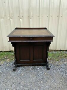 Antique American Walnut Davenport Desk With Key For Drawers 