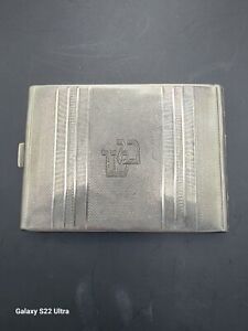 1953 Antique Cigarette Case Art Deco Sterling Silver 800 Gift 133g Hebrew