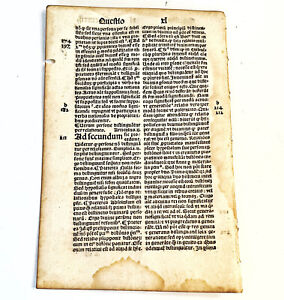 Rare Medieval European 1493 Incunabula Christian Theology Doctrine Book Leaf B