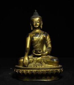 8 7 Antique Tibet Tibetan Buddhism Temple Bronze Gilt Shakyamuni Buddha Statue