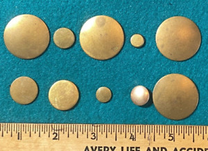10 Antique Brass Flat Buttons 1 1 4 To 7 16 Colonial Best Quality