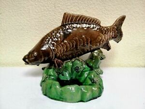 Vintage Ussr Large Ceramic Carp Koi Fish Figurine Art Statue Fishing Decor Rar