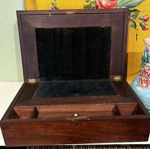 Antique 19th Century Mahogany Travel Lap Desk With Key