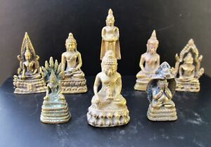 03 Thai Buddha Amulet Bronze 8 Buddha Good Luck