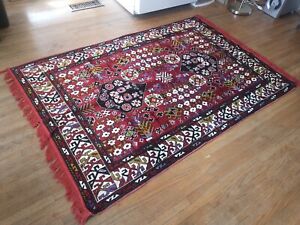 Vintage Large 70 X49 Moroccan Colorful Multicolor Geometric Tapestry Morocco