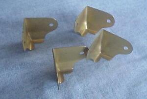 4 Vintage Unused Trunk Corner Trim Brass Plated Steel Trunk Hardware