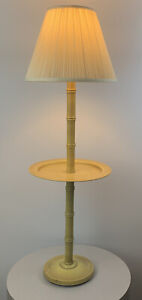 Vintage Mid Century Tiki Modern Circa 1960s Faux Bamboo Yellow Table Floor Lamp