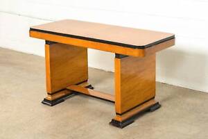 Antique Art Deco Maple Wood And Ebonized Wood Table Or Writing Desk 1930s