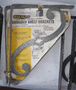 Vintage Set Of 6 Stanley Hammered Scroll Shelf Brackets 11 X 9 P4950