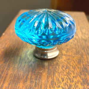 Antique Drawer Knobs Blue Glass Round Dresser Kitchen Cabinet Pull