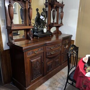 Antique Gorgeous Two Piece Sideboard With Mirrors