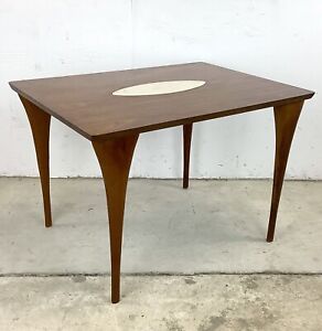 Mid Century Walnut Side Table With Inlay Made In Italy