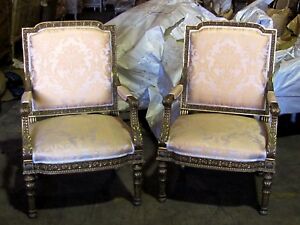 19th C Spectacular Pair Of Louis Xvi Empire Gilded Chairs