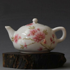 Chinese Antique Porcelain Peach Blossom Wine Flagon Kung Fu Teapot