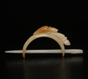Vintage Chinese Carved Nephrite Jade Hairpin W Cicada