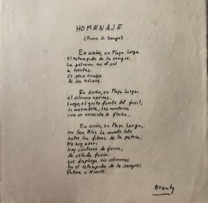 Roberto Branly Manuscript Poem Homenaje Original Signed
