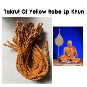 Real Takrut Of Yellow Robe Lp Khun Famous Monk Thai Amulet Be 2530 2534