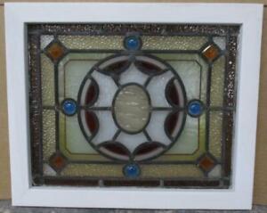 Victorian Old English Leaded Stained Glass Window Colorful Geo 19 5 X 16 25 