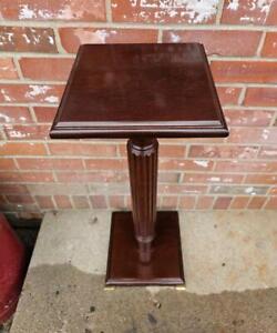 Vintage Mahogany Plant Stand Fern Table Carved Wood Pedestal Brass Footed 28 25
