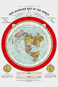 Flat Earth Map 2 Gleason S New Standard Maps Of The World Large 24 X 36 