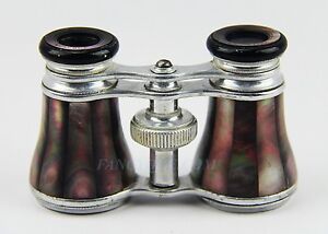 Antique French Opera Glasses With Dark Rainbow Mother Of Pearl 56