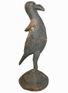 Rare East Sepik River Papua New Guinea Vint Hnd Crvd Pntd Lg Wdn Bird Sculpture