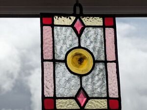 Beautiful Compact English Victorian Stained Glass Panel