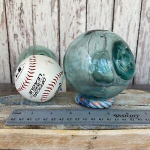 Old Japanese Glass Fishing Float 4 Softball Size Authentic Ball From Japan