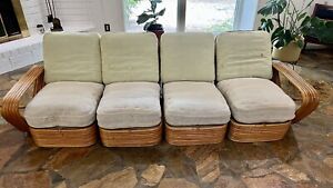 Paul Frankl For Kosuga Rattan Couch Set