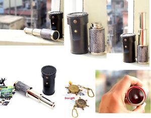 Handheld Brass Telescope Collectible Handmade Pocket Telescope With Leather Case