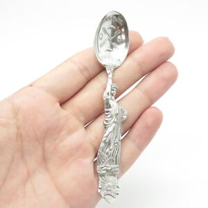 925 Sterling Silver Antique Art Deco Statue Of Liberty States Cities Spoon