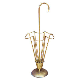 Vintage English Traditional Sculpted Brass Umbrella Stand