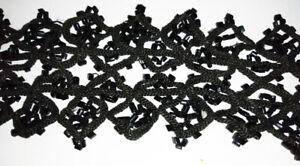 Victorian Funeral Mourning Trim Applique Beaded Cord Work Vintage Ornate Small