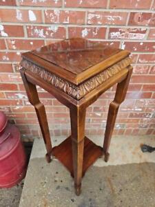 Vintage Lane Flame Mahogany Plant Stand Fern Table Carved Wood 2nd Shelf