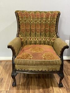 Jeff Zimmerman French Provincial Style Claw Foot Wingback Armchair