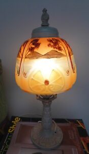 Lamp With Reverse Painting On Glass In 1920 S