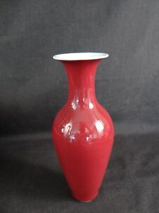 20th Century Chinese Sang De Boeuf Oxblood Glazed Pottery Vase Marked