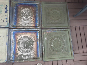 Victorian Pressed Tin Ceiling 2 X2 Wreath Salvage Shabby Chippy